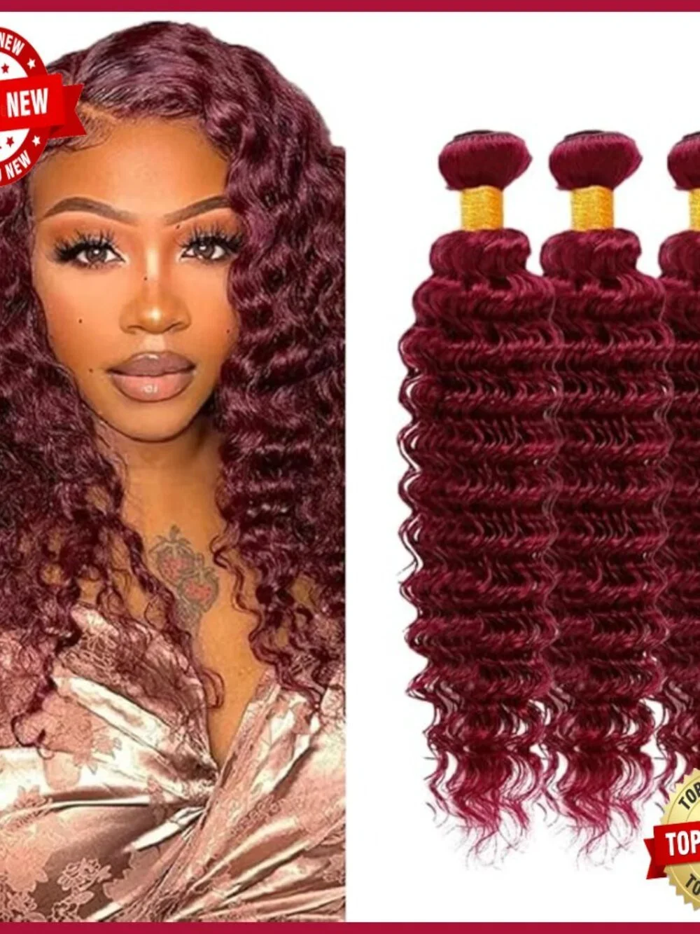 Brazilian Virgin Human Hair Extensions Deep Wave 3 Bundles 26-30 Inch